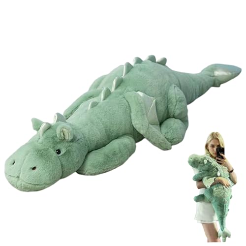 Pesoncarl Drachengefüllte Tier, 43 Zoll niedlichen Cartoon Dragon Plüsch mit Flügel, weiches bequemes Riesengefüllter Tier für Kinder Jungen Mädchen Schlafzimmer Dekoration, Grün, Spielzeug von Pesoncarl