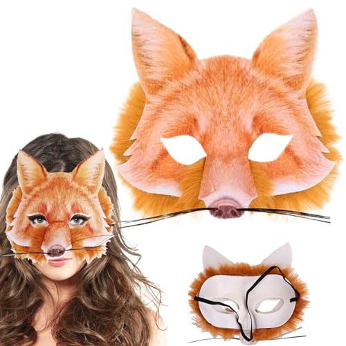 Fox Maske, 6,7x6.7 Therische Maske mit Elastizitätsband, atmungsaktive Tiermasken für erwachsene Kinder, Fox Kostüm für Maskerade Carnival Halloween Themenparty Masken für Erwachsene von Pesoncarl