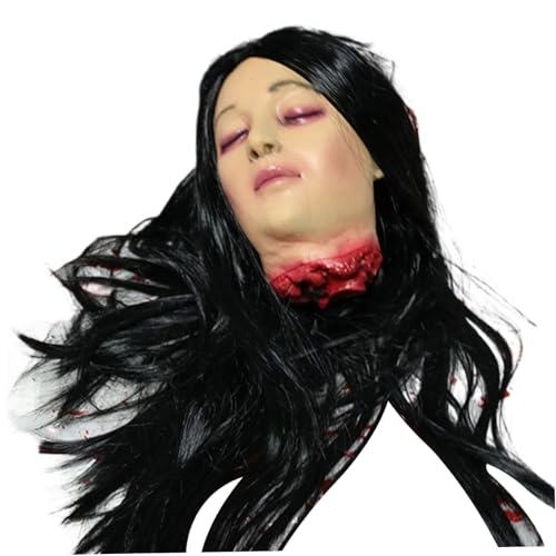 Halloween Requisiten beängstigend realistischer falscher Kopf mit Langen Haarspäten, hängende gruselige Zeug, Schnitt Kopf Halloween Dekorationen für Party Haunted House Streichfilm, Gag Toys Practic von Pesoncarl