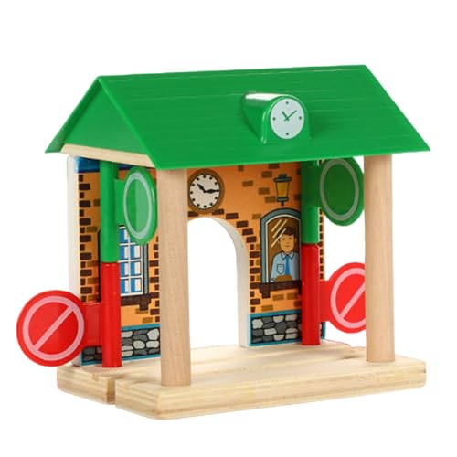 Holzbahnhof, sichere natroale Holzstrecke Accessoires Barrikaden Szene Bildungsspielzeug für Kinder Junge Mädchen Holzbahnhof, sichere natroale Holzstrecke Accessoires Barrikaden Szene Bildungsspielzeug für Kinder Junge Mädchen von Pesoncarl