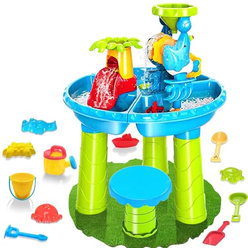 Kids Water Table, 3 in 1 Wasser- und Sandspieltisch mit Tierenformen, Schaufeln, Kelle, Handrake, Eimer, Bank und vielem mehr für Sommer -Spielzeuge im Sommer Beach Pool, Sandtische, Sandtische Kids Water Table, 3 in 1 Wasser- und Sandspieltisch mit Tierenformen, Schaufeln, Kelle, Handrake, Eimer, Bank und vielem mehr für Sommer -Spielzeuge im Sommer Beach Pool, Sandtische, Sandtische von Pesoncarl