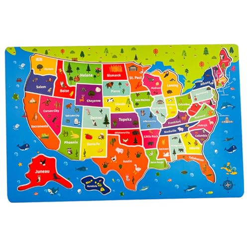 Kinder Rätsel, 45pcs USA Map Puzzles Hölzernmagnet für Kinder im Alter von 4 bis 6 Jahren, Rot, Spielzeug Kinder Rätsel, 45pcs USA Map Puzzles Hölzernmagnet für Kinder im Alter von 4 bis 6 Jahren, Rot, Spielzeug von Pesoncarl
