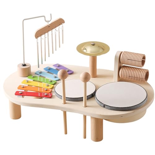 Kinder-Schlagzeug-Set, hölzernes Kleinkind-Schlagzeug-Set, pädagogische Kinder-Musikinstrumente, aufschlussreiche Baby-Schlaginstrumente für Kinder, Geburtstagsgeschenk, Kleinkind-Musikinstrumente von Pesoncarl