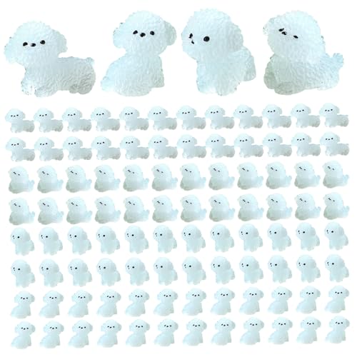 Mini -Dekor, 100pcs Mini -Harz -Tiere, Hundefigur leuchten in den dunklen winzigen Harztieren für Puppenhaus Aquarium Dekor Mikrofee Gartenlandschaft von Pesoncarl