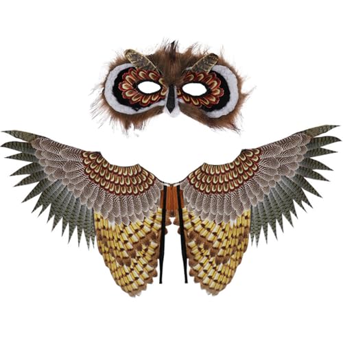 Owl Kostüm Kinder Halloween lebendiger Weißkopfseeadlerflügel mit Maske für Jungen Mädchen Einen Größe passt die meisten Dress-up-Tierkostüme für Cosplay, Themenparty, Spielzeug von Pesoncarl