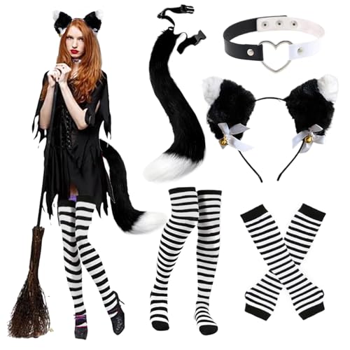 Pesoncarl 1 Set Cat Woman Kostüm, niedliche Katzenfrau -Kostüm -Outfit mit Ohren, pelzigem Schwanz, Socken, Halskreuz und Handschuhen, charmant für Mädchen Frauen Halloween Party Cosplay, Spielzeug Pesoncarl 1 Set Cat Woman Kostüm, niedliche Katzenfrau -Kostüm -Outfit mit Ohren, pelzigem Schwanz, Socken, Halskreuz und Handschuhen, charmant für Mädchen Frauen Halloween Party Cosplay, Spielzeug von Pesoncarl