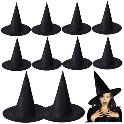 Pesoncarl 10pcs Hexenhut, weicher Komfort -Zaubererhut, Oxford -Stoff Halloween Requisiten für Urlaubskleid Carnivals Cosplay Party, Handscheibe Handwäsche für Kinder von Pesoncarl