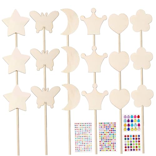 Pesoncarl 18pcs/Set Feenstab, unvollendete Holzprinzessin -Zauberstab mit Aufklebern, Märchen -Geburtstagsfeierdekorationen, Partyhandwerk für Mädchen, Zauberstäbe, Zauberstäbe von Pesoncarl