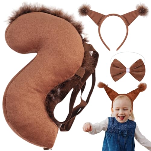Pesoncarl 3pcs/set Tierkostüm weiche Tierkostüme für Kinder mit Stirnband -Schwanz- und Fliege -Krawatten -Halloween -Ohren und Schwanzset für Cosplay -Party von Pesoncarl