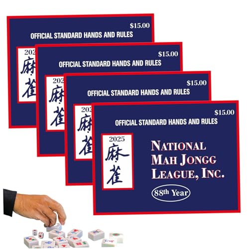 Pesoncarl 4pcs Mahjong -Karten 2025, tragbare Standardregeln und Hände 2025 Mahjong -Kartenbeamter für Anfänger von Pesoncarl