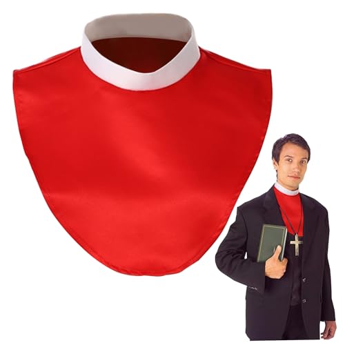 Pesoncarl Abnehmbarer Kragen, 15 x 11 Zoll weiches bequemes Priesterkragen, Unisex -Geistliche mit Einsatz, waschbarer Dickey für Kostüme, Kirche, Chor, Rot von Pesoncarl