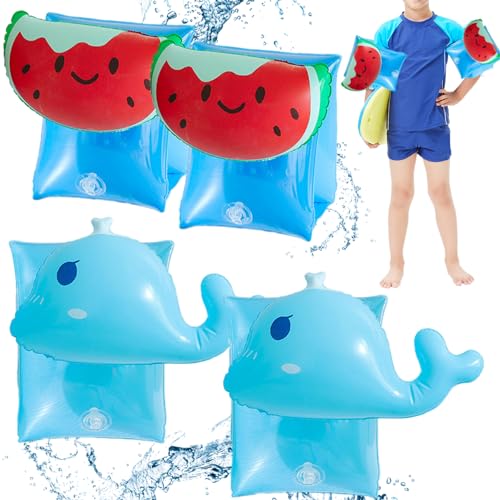 Pesoncarl Aufblasbare Arm Floaties für Kinder 2 Paar niedliche Cartoon Schwimmarmbänder mit Ventil hoher Auftrieb PVC Kinder Schwimmbad Training, Wassermelone + Wal, Strandspielzeug Pesoncarl Aufblasbare Arm Floaties für Kinder 2 Paar niedliche Cartoon Schwimmarmbänder mit Ventil hoher Auftrieb PVC Kinder Schwimmbad Training, Wassermelone + Wal, Strandspielzeug von Pesoncarl