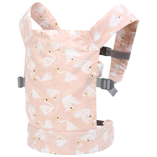 Pesoncarl Babypuppenträger, Vorder- und Hinterpuppenträger Swan Muster Baumwolle mit verstellbaren Schnallen Babypuppen Stofftier für 2-6 Jahre Mädchen Mädchen von Pesoncarl