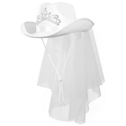 Pesoncarl Braut Cowgirl Hut, weiße Junggeselle Cowgirl Hüte mit Schleier, Cowboy Outfits für Frauen Bachelorette Party Dekorationen, Brautduschenvorräte, Verlobungszubehör Pesoncarl Braut Cowgirl Hut, weiße Junggeselle Cowgirl Hüte mit Schleier, Cowboy Outfits für Frauen Bachelorette Party Dekorationen, Brautduschenvorräte, Verlobungszubehör von Pesoncarl