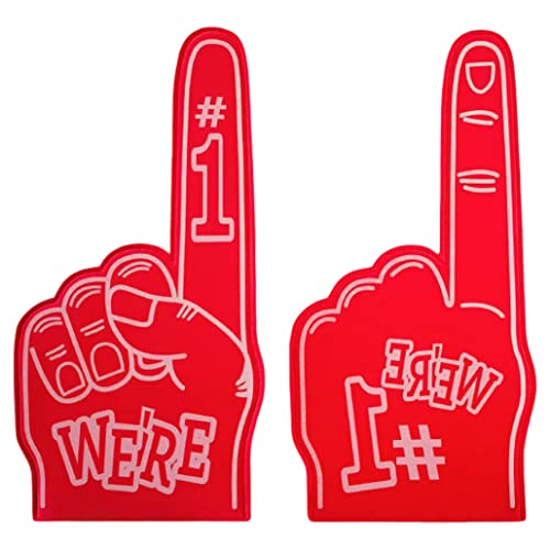 Pesoncarl Cheerleaderschaumfinger bedeckt 18 Zoll Riese Jubel Requisiten Cheerleading Foam Hand Pompom für Sport 2 Stück Rotschaum Hände von Pesoncarl