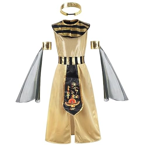 Pesoncarl Cleopatra -Kostüm, ausgefallene ägyptische Kostümkinder mit Accessoires für Cosplay -Party, Halloween, Weihnachten, Festivalfeierlichkeiten, groß von Pesoncarl