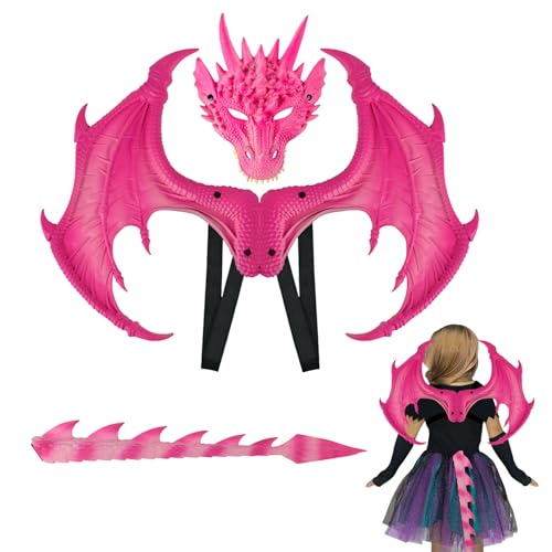 Pesoncarl Dragon Kostüm Kids Realistic Dragon Flügelschwanz und Maske Set Leichtgewichtig Pesoncarl Dragon Kostüm Kids Realistic Dragon Flügelschwanz und Maske Set Leichtgewichtig von Pesoncarl