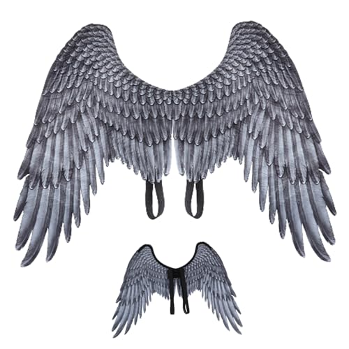 Pesoncarl Engelsflügel für Kinder Unisex Free Size Feathers Realistische Halloween Angel Wing Elastic Schultergurt Nicht gewebter Kostüm für Party Cosplay grau, Kostümzubehör Pesoncarl Engelsflügel für Kinder Unisex Free Size Feathers Realistische Halloween Angel Wing Elastic Schultergurt Nicht gewebter Kostüm für Party Cosplay grau, Kostümzubehör von Pesoncarl
