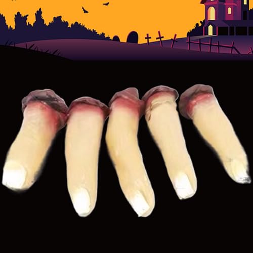 Pesoncarl Fake Finger, 5pcs gebrochene gefälschte Körperteile, Horror beängstigende blutige Leiche, Halloween Requisiten für Haunted Room Vampire Zombie Party, Style 2, Halloween 2025 von Pesoncarl