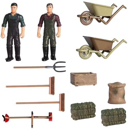 Pesoncarl Farm Toys 12pcs/Set Simulation Realistische Landwirte Figuren Miniature Britains Farm Spielzeugszenenzubehör kleine pädagogische Spielset für Kinder Kleinkinder von Pesoncarl