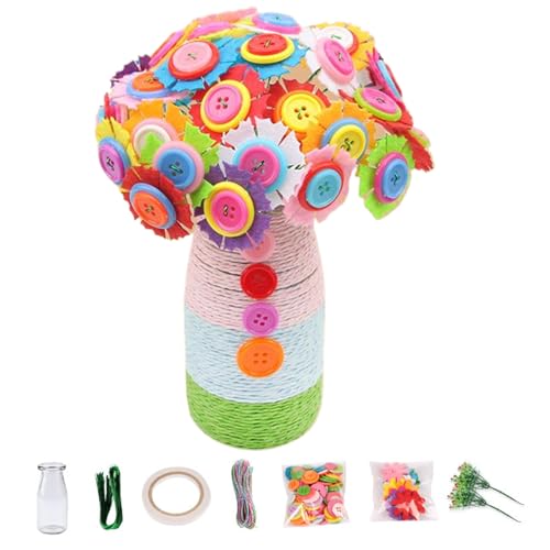 Pesoncarl Flower Craft Kit für Kinder DIY Fun Blumenknöpfe Bouquet mit Knöpfen und Blättern Kreative Vase -Kunst- und Handwerksgeschenke für Wohndekorationen, Nelken Pesoncarl Flower Craft Kit für Kinder DIY Fun Blumenknöpfe Bouquet mit Knöpfen und Blättern Kreative Vase -Kunst- und Handwerksgeschenke für Wohndekorationen, Nelken von Pesoncarl
