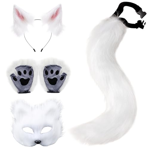 Pesoncarl Fox Kostüm 1 Set Realistic Plüsch weiße thematische thematische Therian -Ausrüstung umfasst Fox -Maske, Ohren, Schwanz und Pfoten für Maskerade Cosplay Party Halloween, Kostümzubehör Pesoncarl Fox Kostüm 1 Set Realistic Plüsch weiße thematische thematische Therian -Ausrüstung umfasst Fox -Maske, Ohren, Schwanz und Pfoten für Maskerade Cosplay Party Halloween, Kostümzubehör von Pesoncarl