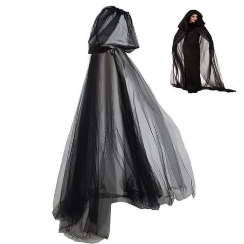 Pesoncarl Frauen Halloween Kostüme, Erwachsene in voller Länge Schiere Umhang mit übergroßer Hood Halloween Ghost Cosplay Kostüm Umhang von Pesoncarl