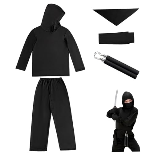 Pesoncarl Halloween-Kostüme für Kinder, kreative Ninjas Halloween-Kostüme, Ninjas-Outfit für Themenpartyanzüge, Rollenspiele, Trick oder Treat, L. von Pesoncarl
