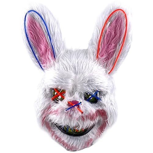 Pesoncarl Halloween beängstigende Maske LED Leuchten plüschige blutige Kaninchenhasen Maske gruselige gruselig leuchtende böse Tierkopf für Cosplay -Kostümprops (Stil 2), Spielzeug, Spielzeug von Pesoncarl