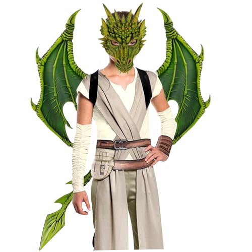 Pesoncarl Kids Halloween Dragon Set Gesichtsabdeckungen Flügel Schwanz Cosplay Kostüm Foto Requisiten Grün 3pcs, Kostümzubehör Accessoires Pesoncarl Kids Halloween Dragon Set Gesichtsabdeckungen Flügel Schwanz Cosplay Kostüm Foto Requisiten Grün 3pcs, Kostümzubehör Accessoires von Pesoncarl