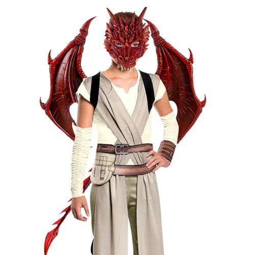 Pesoncarl Kids Halloween Dragon Set Gesichtsabdeckungen Flügel Schwanz Cosplay Kostümfoto Requisiten Red 3pcs, Kostümzubehör Accessoires Pesoncarl Kids Halloween Dragon Set Gesichtsabdeckungen Flügel Schwanz Cosplay Kostümfoto Requisiten Red 3pcs, Kostümzubehör Accessoires von Pesoncarl