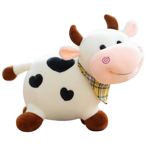 Pesoncarl Kuhgefüllte Tier süße weiche kuhplüsch begleitgefüllte kuhkuh Kuh plushie leicht gefüllte tierkuh für Kinder Junge Mädchen 10.2 * 7,9 * 5,5 Zoll, weiße, Plüschkissen von Pesoncarl