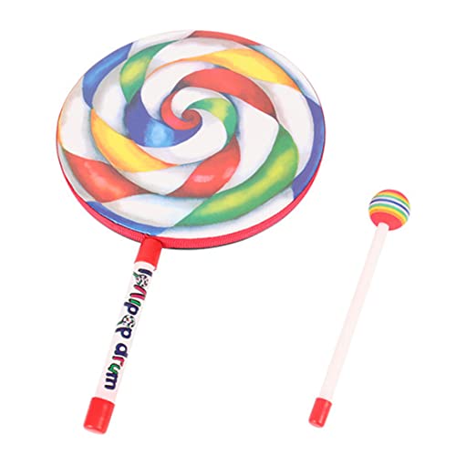 Pesoncarl Lollipop -Drum mit Mallet Regenbogenhand -Schlagzeug -Spielzeug -Percussion -Instrument für Kinder 25 cm, Spielzeug von Pesoncarl