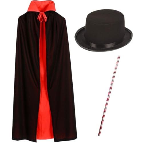 Pesoncarl Magierkostüm mit Cloak Hut Zauberstab, doppelseitiges tragbares Magier Kostüm Kinder für die Halloween -Party -Talentshow, Halloween 2025 von Pesoncarl