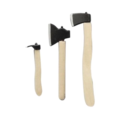 Pesoncarl Mini Hatchet Miniatur Axt -Werkzeug mit Holzgriff Outdoor Dollhouse Ornament 3PCs, Puppenzubehör von Pesoncarl