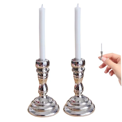 Pesoncarl Miniaturen Dollhouse, 2 Stück 1/12 Skala Candelabra & Candles Dollhouse Accessoires für DIY Szenenzubehör, Silber Pesoncarl Miniaturen Dollhouse, 2 Stück 1/12 Skala Candelabra & Candles Dollhouse Accessoires für DIY Szenenzubehör, Silber von Pesoncarl