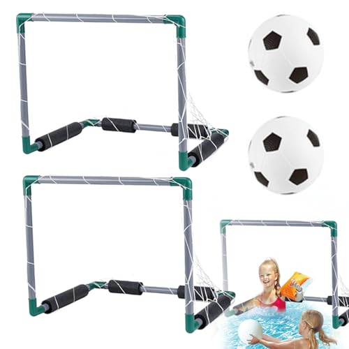 Pesoncarl Poolspiele, 2pcs schwimmende Pool -Fußballtor mit 2 Ball, 18, 5 x 14 x 14, 4 Kinder Fußballtor, Plastikfußballnetz für Schwimm Sommer, Sport Sport von Pesoncarl