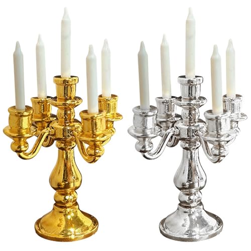 Pesoncarl Puppenhausminiaturen, 2 Stück 1/12 Skalierhalter Ständer mit Kerzen 5 Arms Candelabra Dollhouse Accessoires für DIY Szenenzubehör Pesoncarl Puppenhausminiaturen, 2 Stück 1/12 Skalierhalter Ständer mit Kerzen 5 Arms Candelabra Dollhouse Accessoires für DIY Szenenzubehör von Pesoncarl