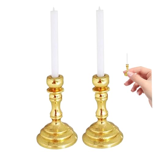 Pesoncarl Puppenhausminiaturen, 2 Stücke 1/12 Skala Candelabra & Candles Dollhouse Accessoires für DIY Szenenzubehör, Golden Pesoncarl Puppenhausminiaturen, 2 Stücke 1/12 Skala Candelabra & Candles Dollhouse Accessoires für DIY Szenenzubehör, Golden von Pesoncarl