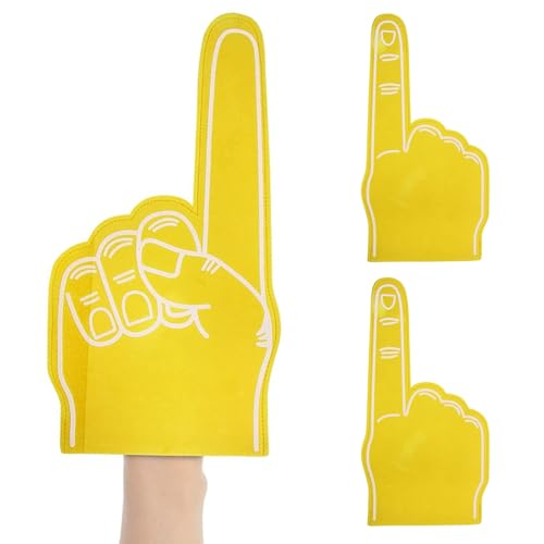 Pesoncarl Riesiger Schaumfinger 18 Zoll Schaumhand -Cheerleading Finger für Sports School Sport Games Party Lieferungen 3pcs gelb, Spielzeug von Pesoncarl