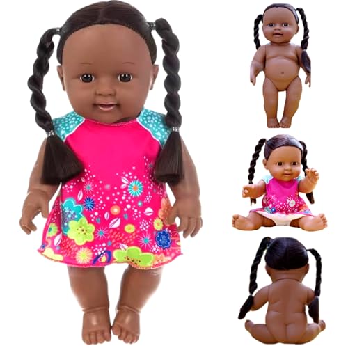 Pesoncarl Schwarze Babypuppen, 12 Zoll Amerikaner Afrikaner realistischer Babypuppen mit Kleid, beweglicher Gelenk und doppelter Pferdeschwanzgeflecht dunkle Hautpuppe für Kindergeschenke, Spielzeug Pesoncarl Schwarze Babypuppen, 12 Zoll Amerikaner Afrikaner realistischer Babypuppen mit Kleid, beweglicher Gelenk und doppelter Pferdeschwanzgeflecht dunkle Hautpuppe für Kindergeschenke, Spielzeug von Pesoncarl