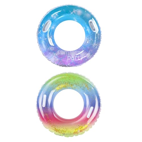 Pesoncarl Schwimmring Erwachsener Regenbogen Pailletten schwimmend Ring mit Griff aufblasbar Schwimmrohr für Erwachsene Pool Schwimmer für Sommerstrand Partyzubehör, Poolspielzeug Pesoncarl Schwimmring Erwachsener Regenbogen Pailletten schwimmend Ring mit Griff aufblasbar Schwimmrohr für Erwachsene Pool Schwimmer für Sommerstrand Partyzubehör, Poolspielzeug von Pesoncarl