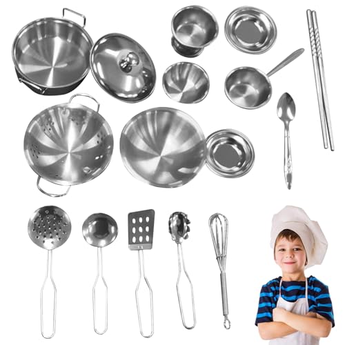 Pesoncarl Spielzeugküchensets 16pcs/Set Rollenspiel Spielzeug Food Set für Kinderküchenzubehör Edelstahl Cooking Toys Spiele Accessoires für Kinder 3 Jahre alt und up, Dress Up, so tun Pesoncarl Spielzeugküchensets 16pcs/Set Rollenspiel Spielzeug Food Set für Kinderküchenzubehör Edelstahl Cooking Toys Spiele Accessoires für Kinder 3 Jahre alt und up, Dress Up, so tun von Pesoncarl