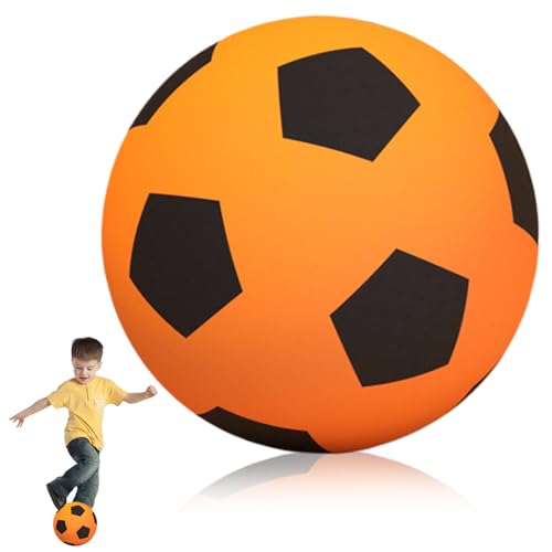 Pesoncarl Stille Fußballkugel für Kinder Größe 5 PU Foam Football Stoßdämpfung Kleiner Fußball Leichtes Weichgeräuschreduzierung für Training Kinderspielzeug, Orange von Pesoncarl