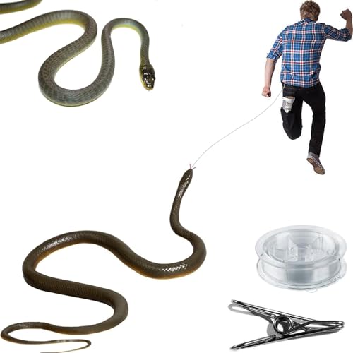 Pesoncarl Streichspielzeug, Schlangestreich mit String Clip Plastik Realistischer Schlange Streich lustiges Schlangenspielzeug Wiederverwendbare Schlange auf einem Streich für Erwachsene,grau von Pesoncarl