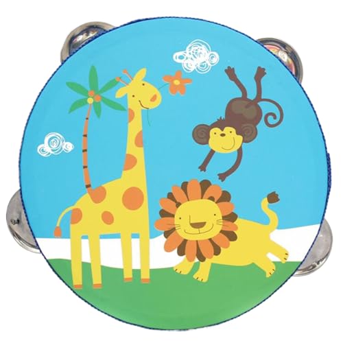 Pesoncarl Tambourin für Kinder tragbare hölzerne Kinder Tamburin mit Metalljingles leicht zu pädagogischem Baby mit klarem Klang für Junge Musiker Tiere, Spielzeug, Spielzeug von Pesoncarl