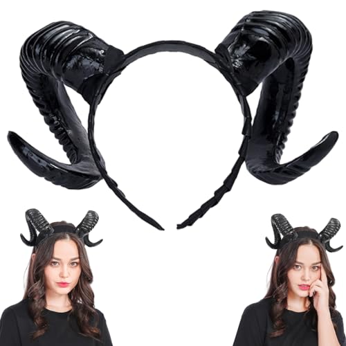 Pesoncarl Teufelshörner Stirnband, gotische schwarze Ziegenhörner Haarband für Halloween -Kostüm -Cosplay -Foto -Requisiten, Hüte für Erwachsene von Pesoncarl
