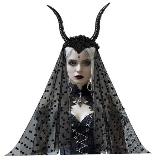 Pesoncarl Teufelshörner Stirnband, schwarze gotische Ziegenhörner Haarband mit künstlicher Blume, Wasserabfallperle und Tupfen -Dot -Mesh für Halloween -Kostüm -Cosplay -Foto -Requisiten Pesoncarl Teufelshörner Stirnband, schwarze gotische Ziegenhörner Haarband mit künstlicher Blume, Wasserabfallperle und Tupfen -Dot -Mesh für Halloween -Kostüm -Cosplay -Foto -Requisiten von Pesoncarl