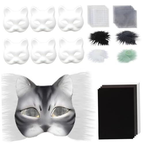 Pesoncarl Therian Mask Kit Realistic Blank halb Gesichtskatze Maske mit Filzblech, Plüsch -Kunstpelzen und Augennetz dekoratives Tier für Maskerade, Cosplay -Party, Spielzeug Pesoncarl Therian Mask Kit Realistic Blank halb Gesichtskatze Maske mit Filzblech, Plüsch -Kunstpelzen und Augennetz dekoratives Tier für Maskerade, Cosplay -Party, Spielzeug von Pesoncarl