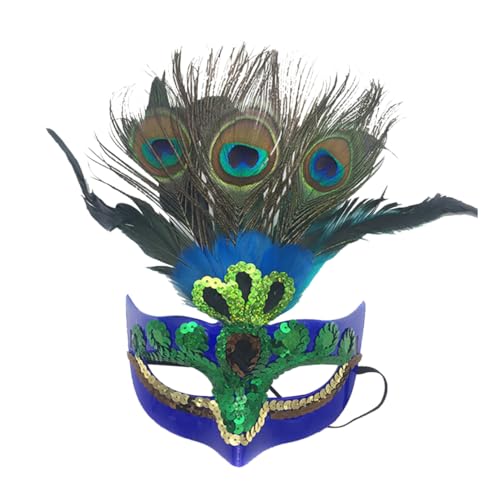Pesoncarl Therian Maske, Make up Maske Prom Maske Peacock Federmaske Party Maske Venezianische Maskerade Maske für Frauenblau von Pesoncarl